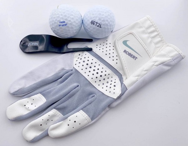 glove and balls golf
